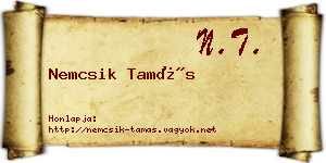 Nemcsik Tamás névjegykártya
